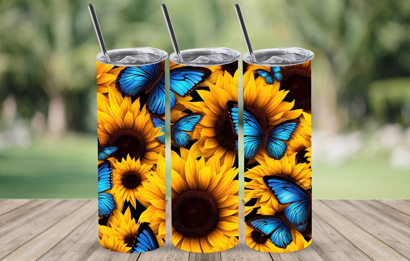 Sunflower w Butterfly Tumbler