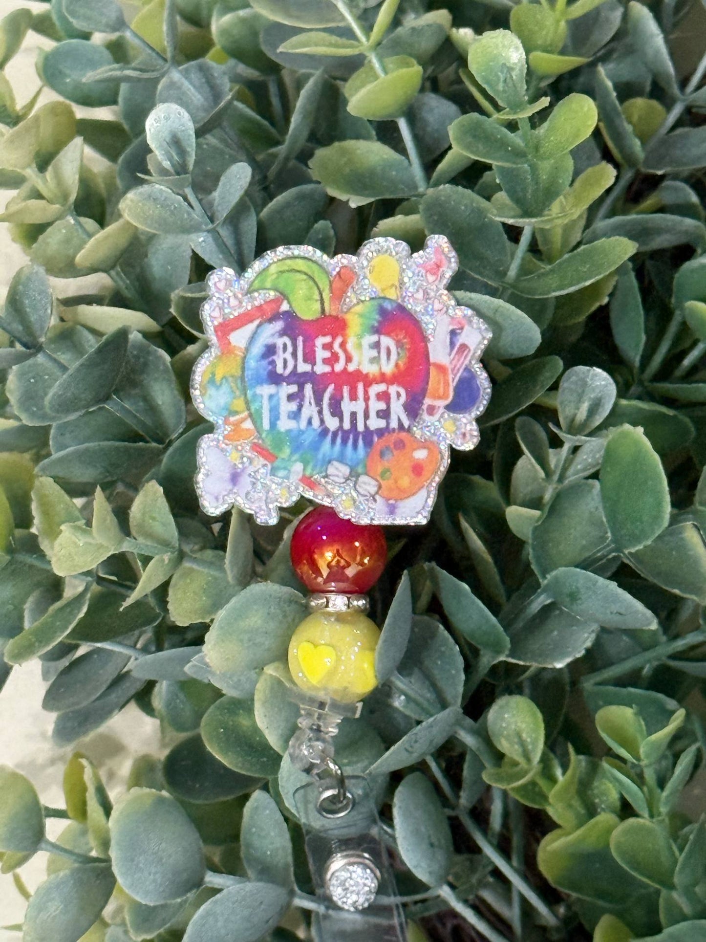 Blessed Teacher Retractable Badge Reel
