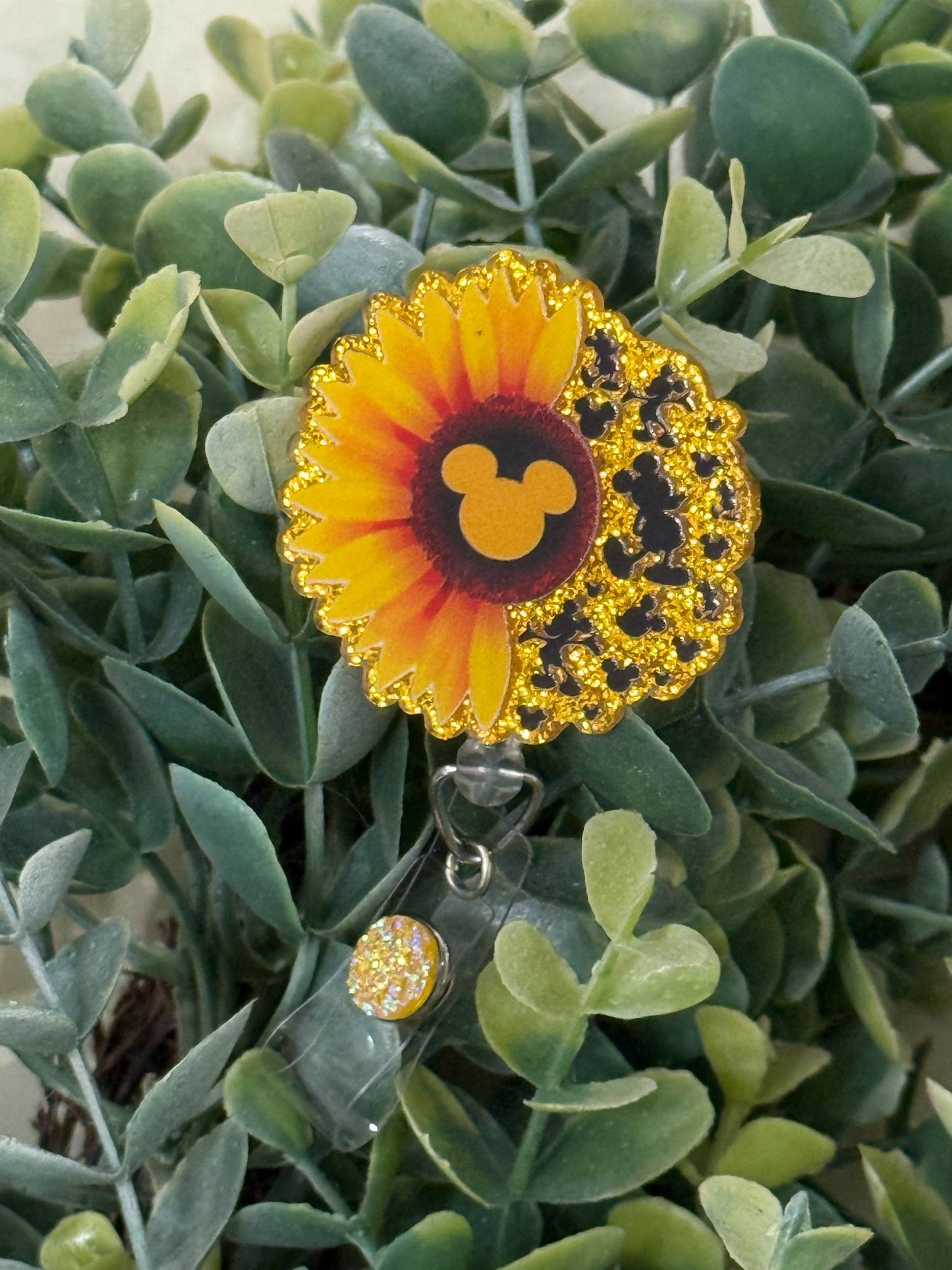 Sunflower Mouse Retractable Badge Reel