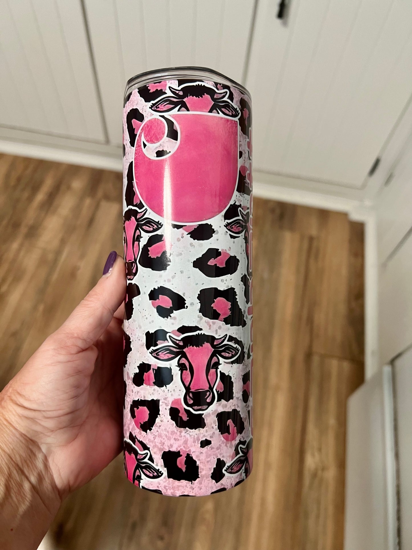 Pink Cowprint Tumbler