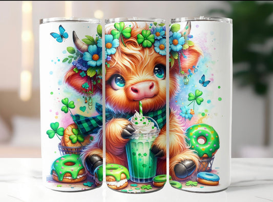 Shamrock Highland Cow Tumbler