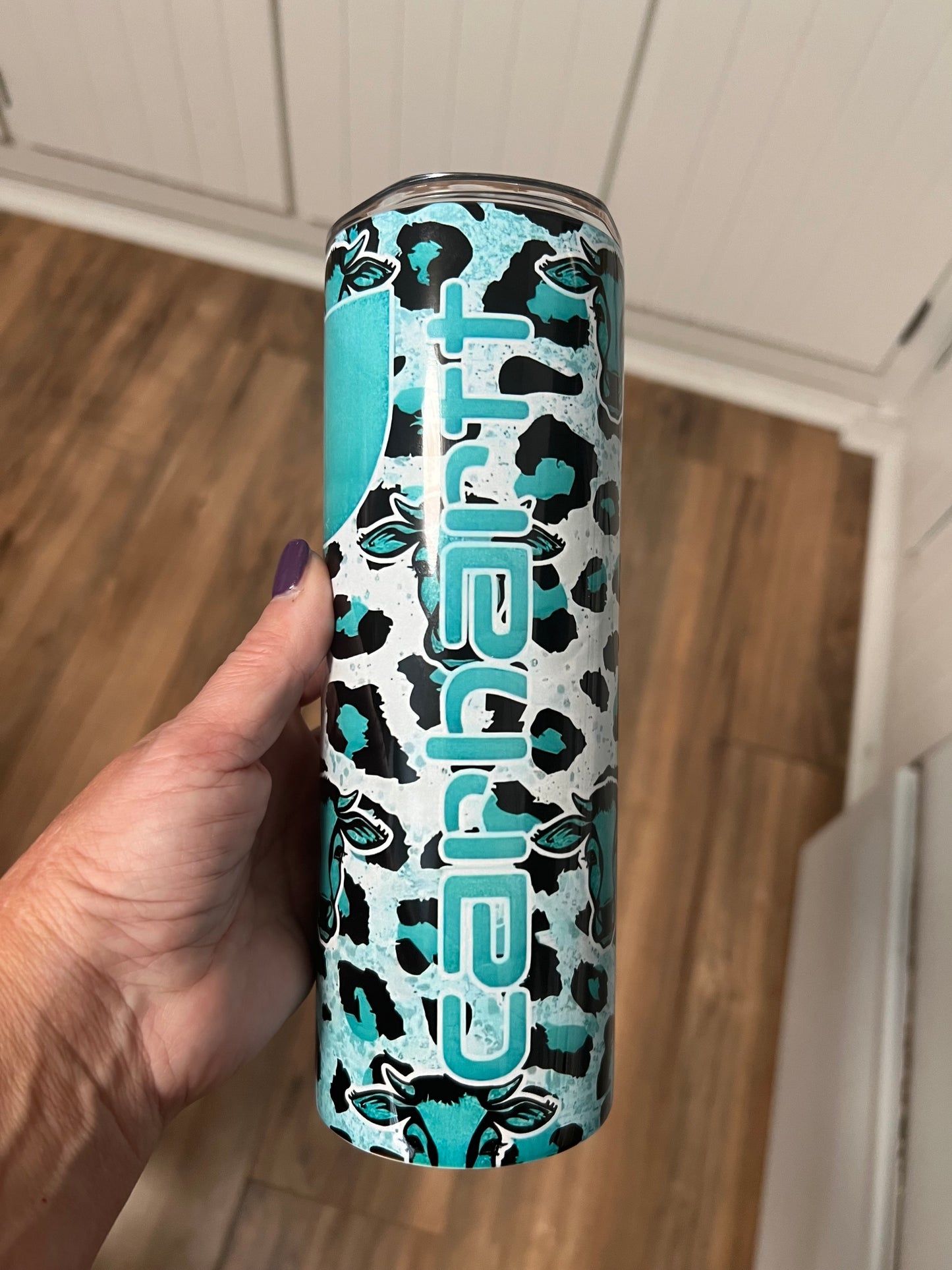 Turquoise Cowprint Tumbler