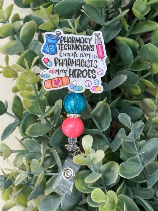 Pharmacy Tech Retractable Badge Reel
