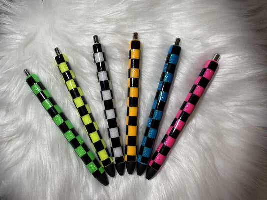 Neon Checkered Pens