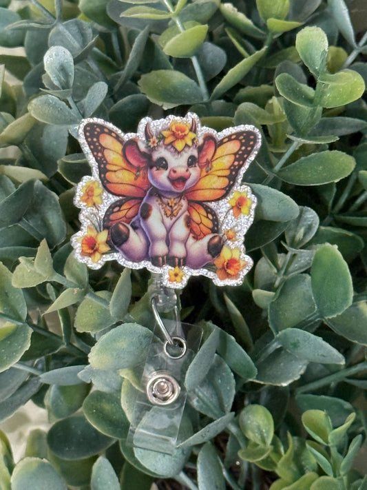 Butterfly Cow Retractable Badge Reel