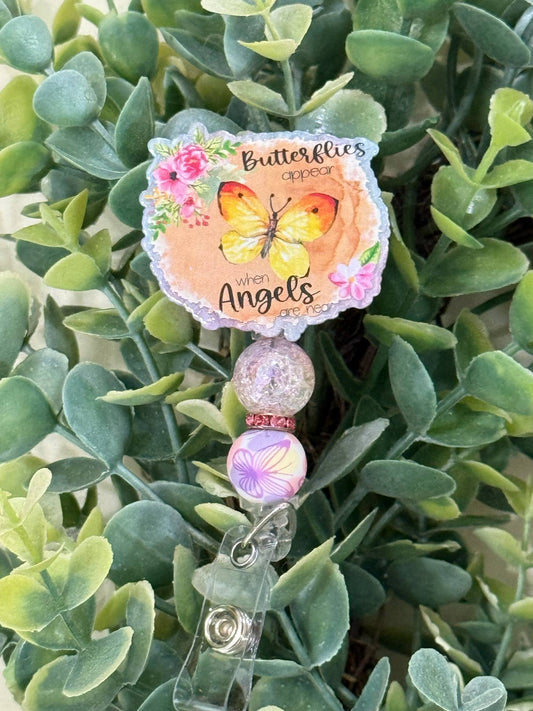 Butterflies Appear When Angels Are Near Retractable Badge Reel