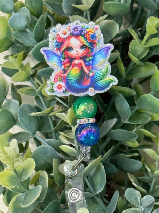 Fairy Mermaid Retractable Badge Reel