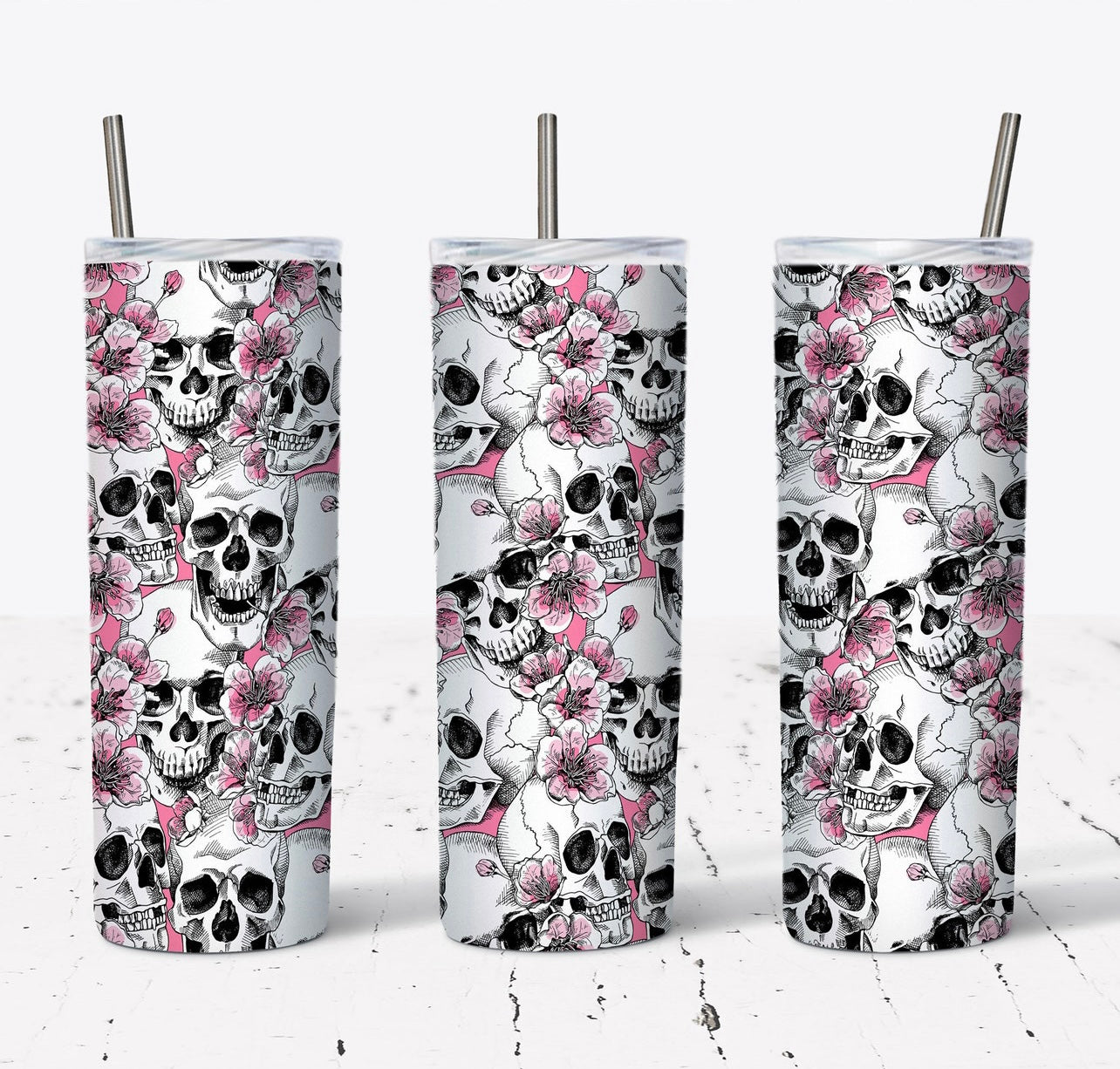 Skull flower tumbler