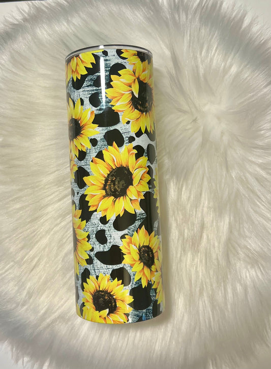 Sunflower Cowprint Tumbler