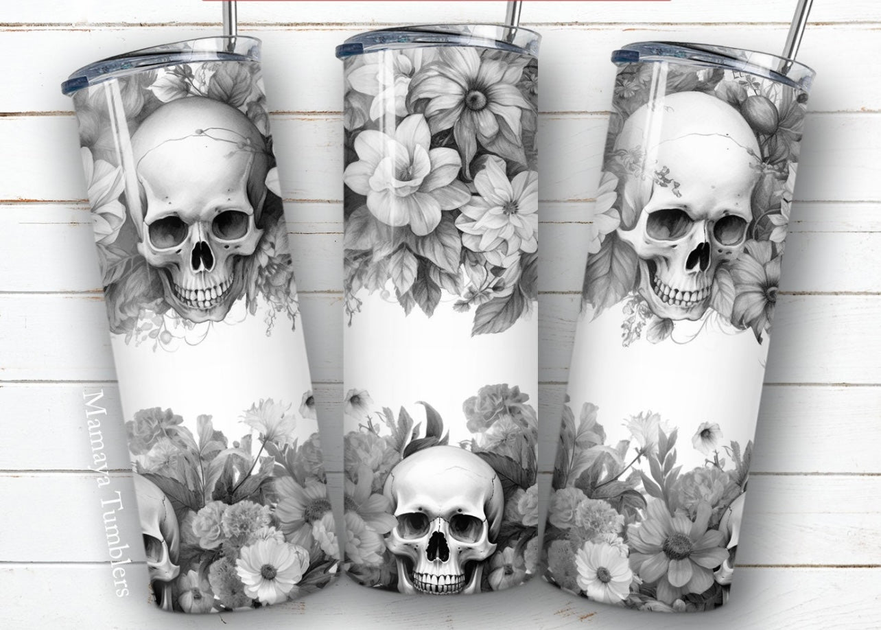 Flower Skull Tumbler