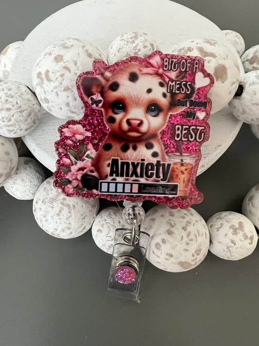 Anxiety Cow Badge Reel