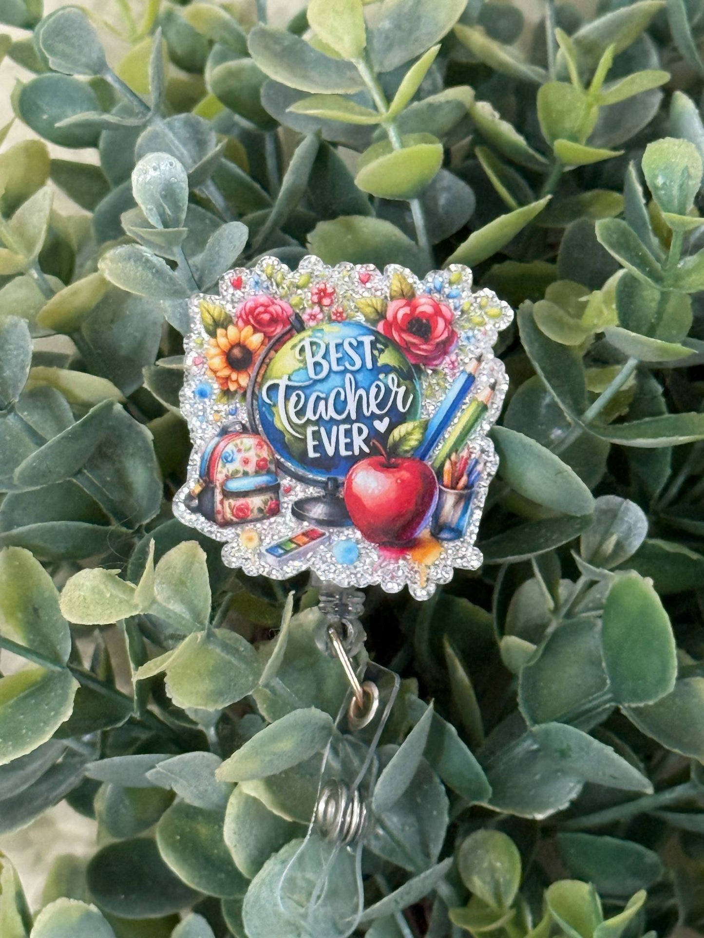 Best Teacher Ever Retractable Badge Reel