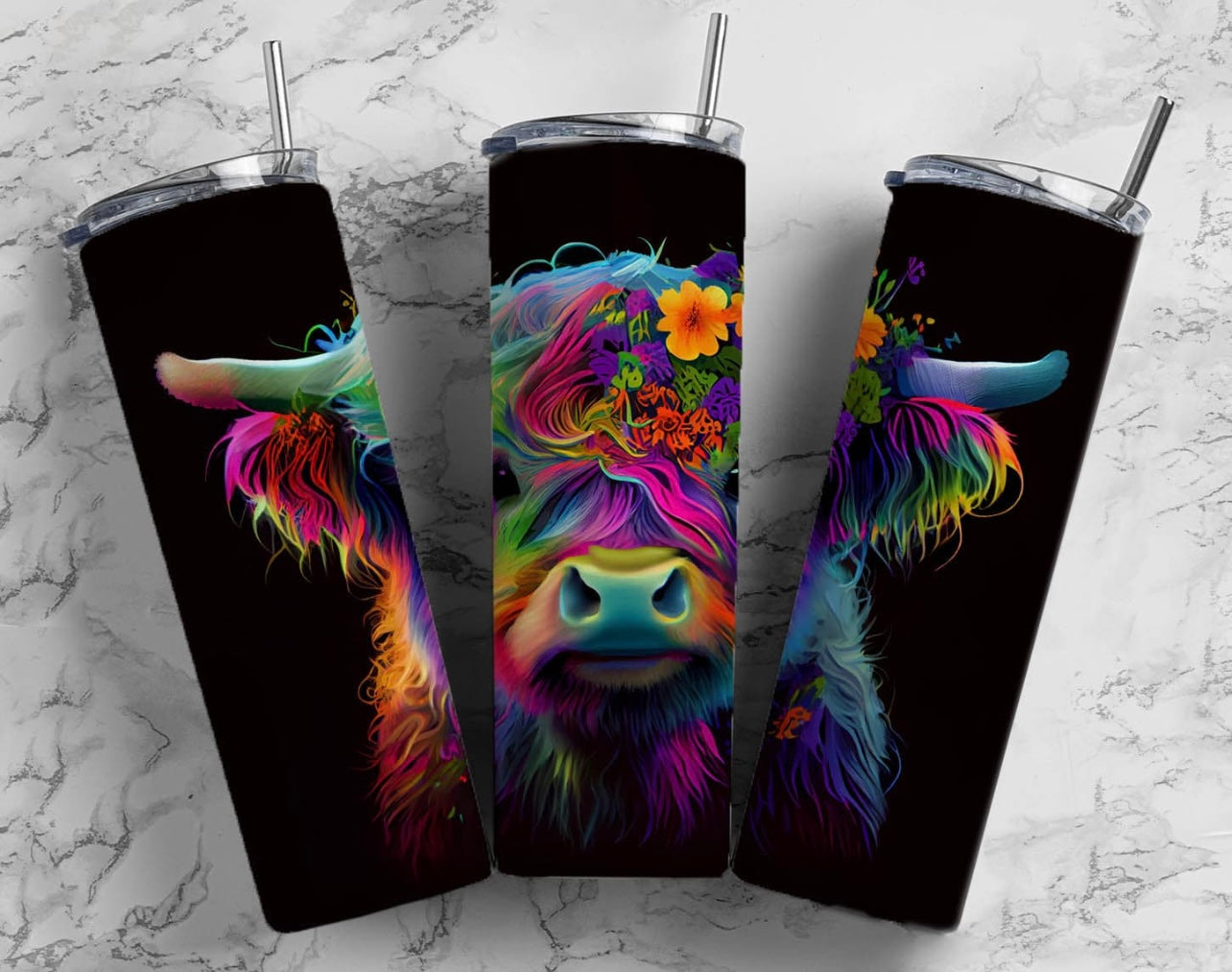 Daisy Highland Cow Tumbler