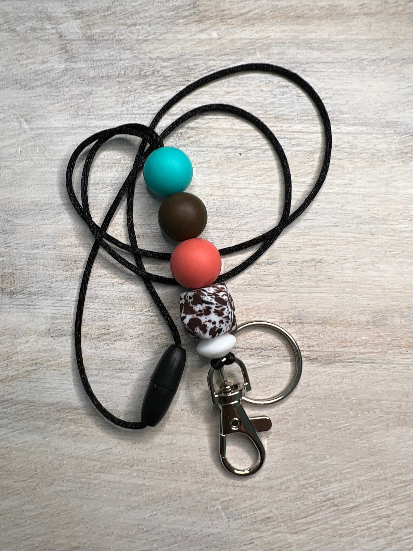 CowPrint Lanyard (TURQUOISE/BROWN)