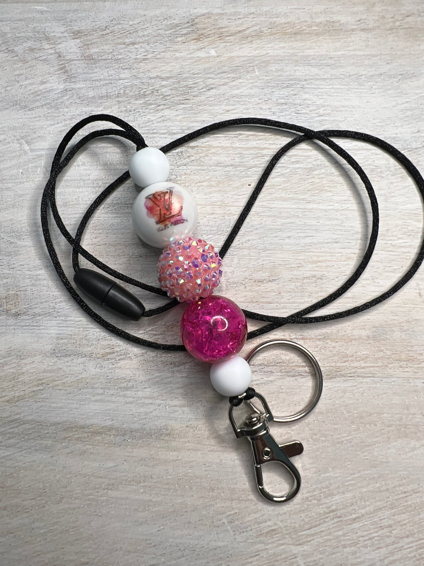 Designer Inspired Lanyard (PINK/WHITE)