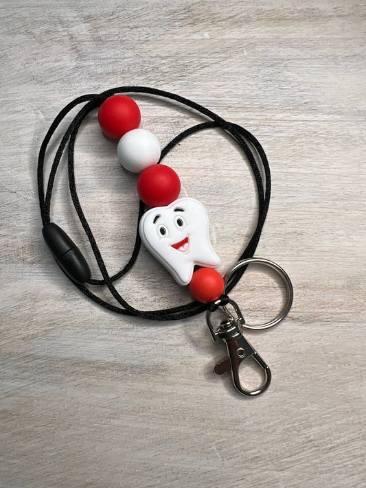 Dentist/Tooth Lanyard (WHITE/RED)