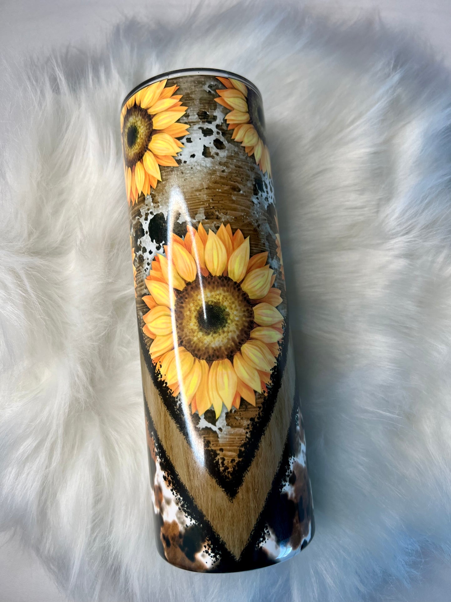 Sunflower Cow print Tumbler